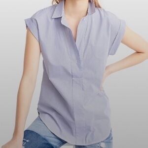 Jcrew Blue Stripe Button Popover Shirt for Women, S